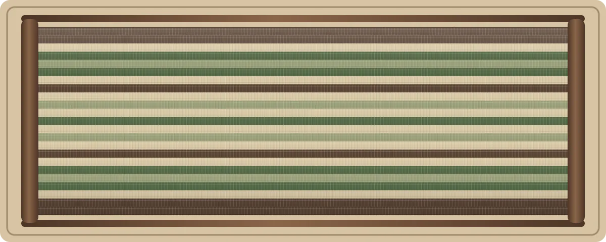 Hedgerow free plain-weave inkle loom pattern with 23 warp threads in Bark brown, Fern green, Natural flax, Pale lichen