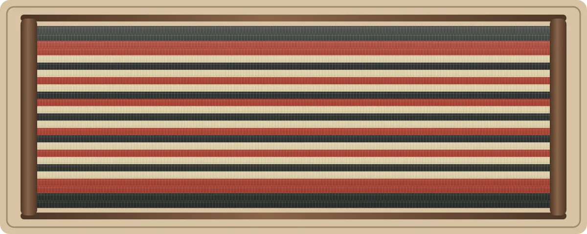 Workshop Red free plain-weave inkle loom pattern with 25 warp threads in Soft charcoal, Workshop red, Oatmeal